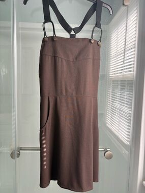 Vintage 1990 Suspender summer weight wool Jumper Dress with Front Pockets
